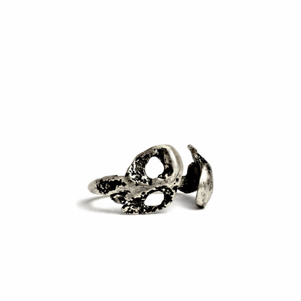 black AMORPHOUS SKULLS OPEN RING by ADI LEV design